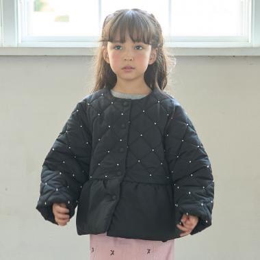 珍珠裝飾菱格短款外套