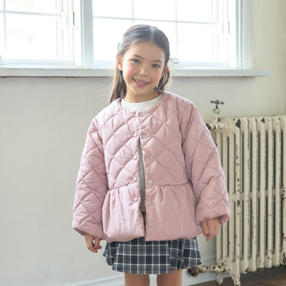 珍珠裝飾菱格短款外套