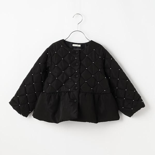 珍珠裝飾菱格短款外套