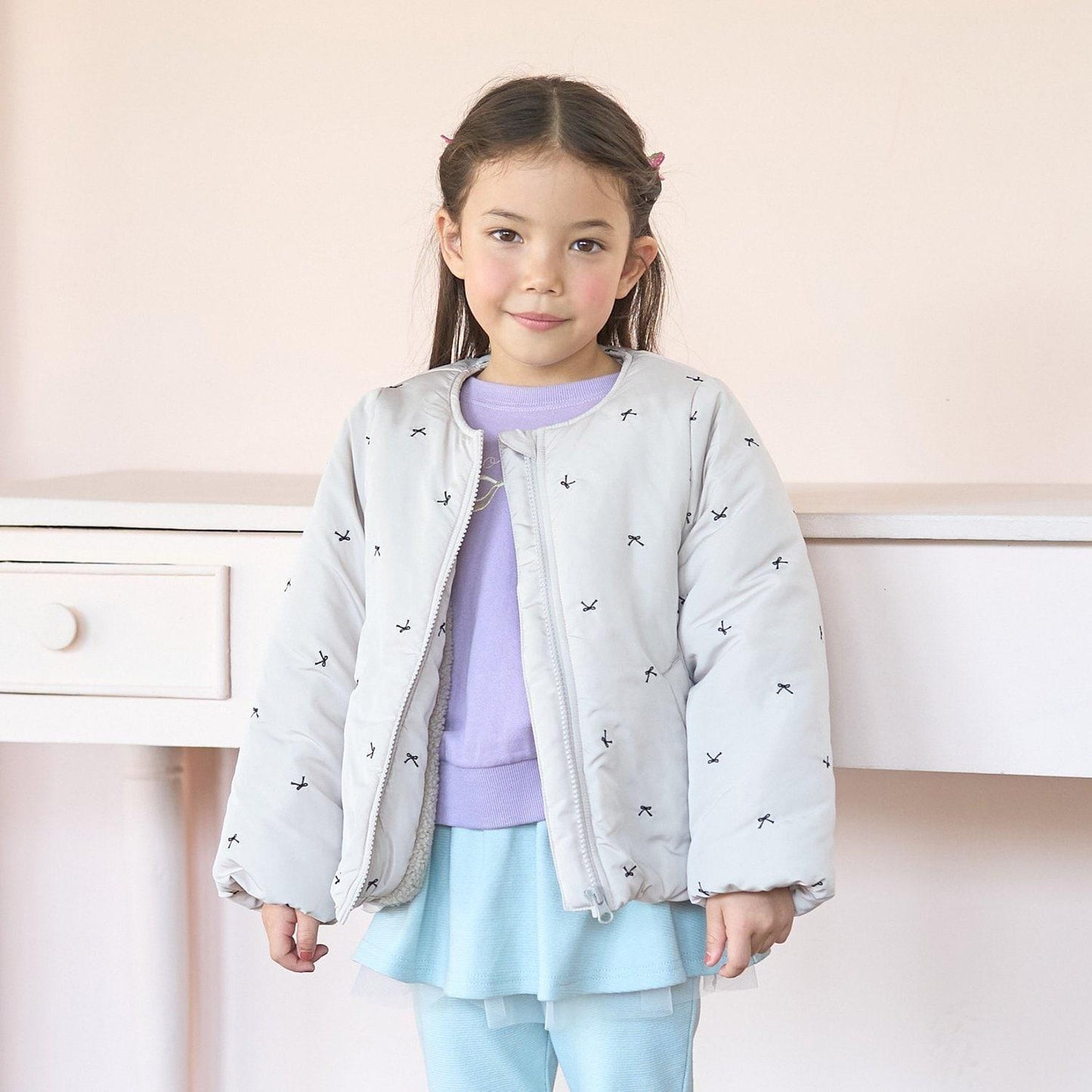 拼色全刺繡無領夾克