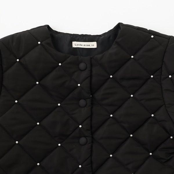 珍珠裝飾菱格短款外套