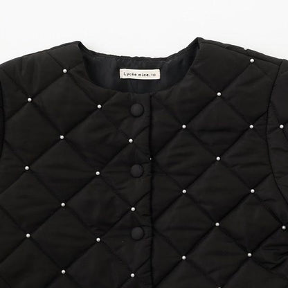 珍珠裝飾菱格短款外套