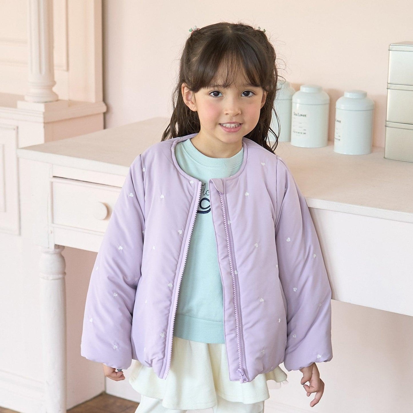 拼色全刺繡無領夾克