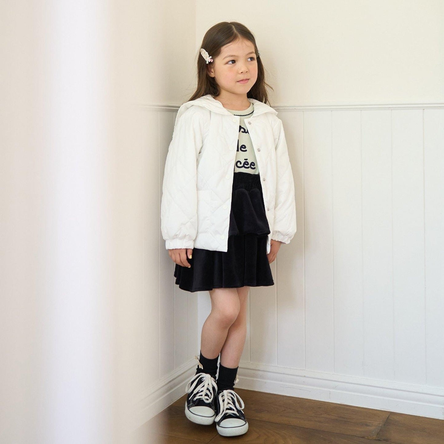 可拆卸水手領夾棉外套