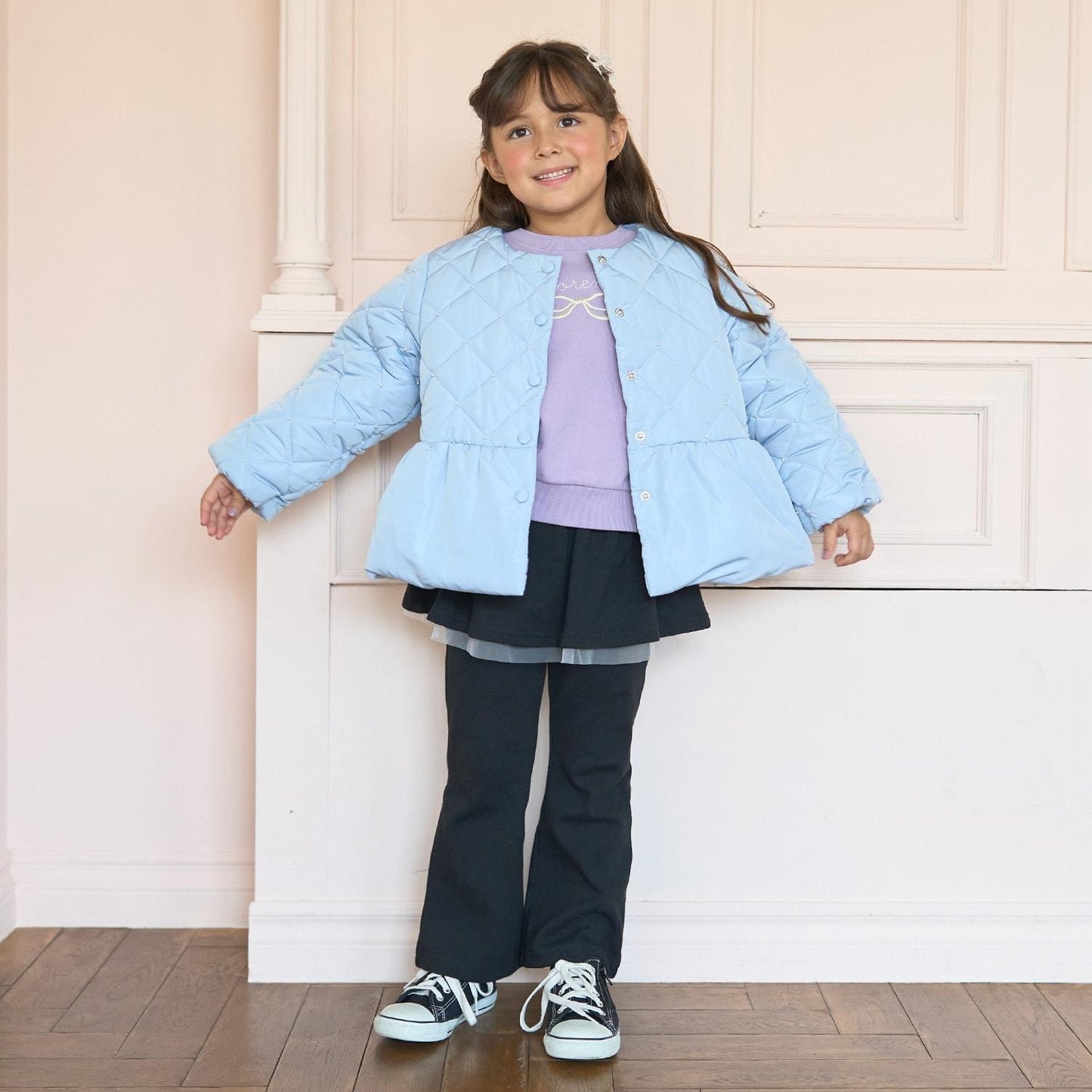 珍珠裝飾菱格短款外套