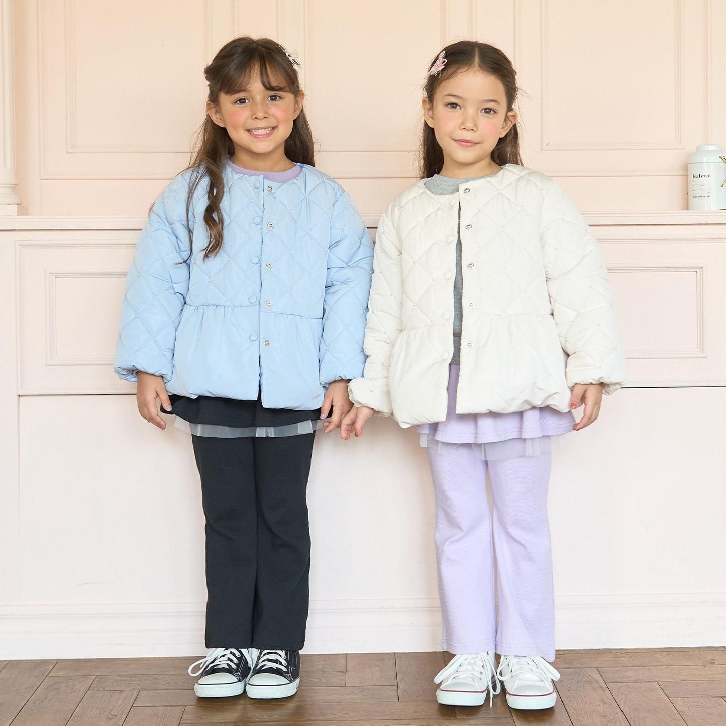 珍珠裝飾菱格短款外套