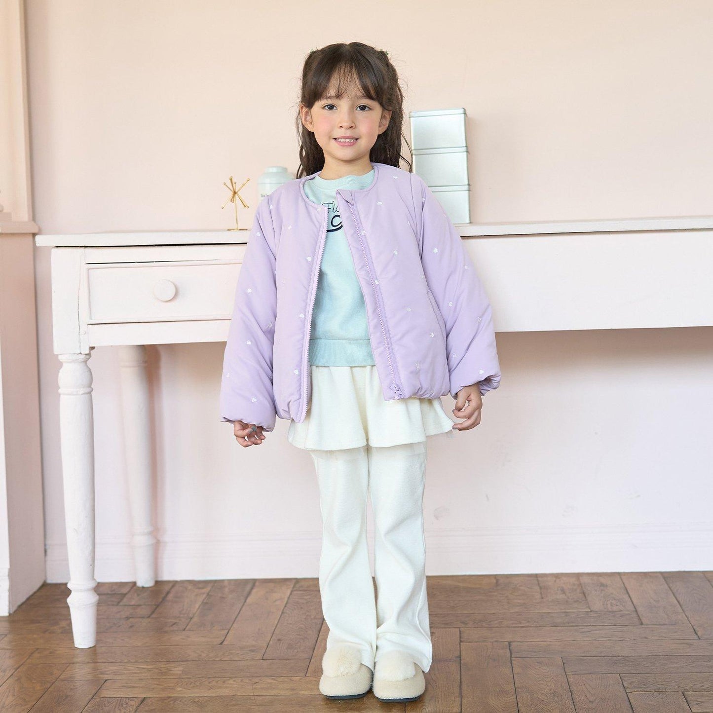 拼色全刺繡無領夾克