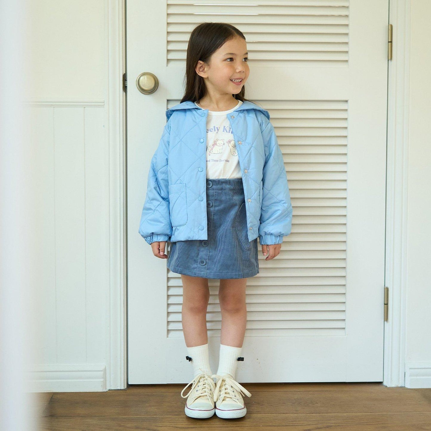 可拆卸水手領夾棉外套