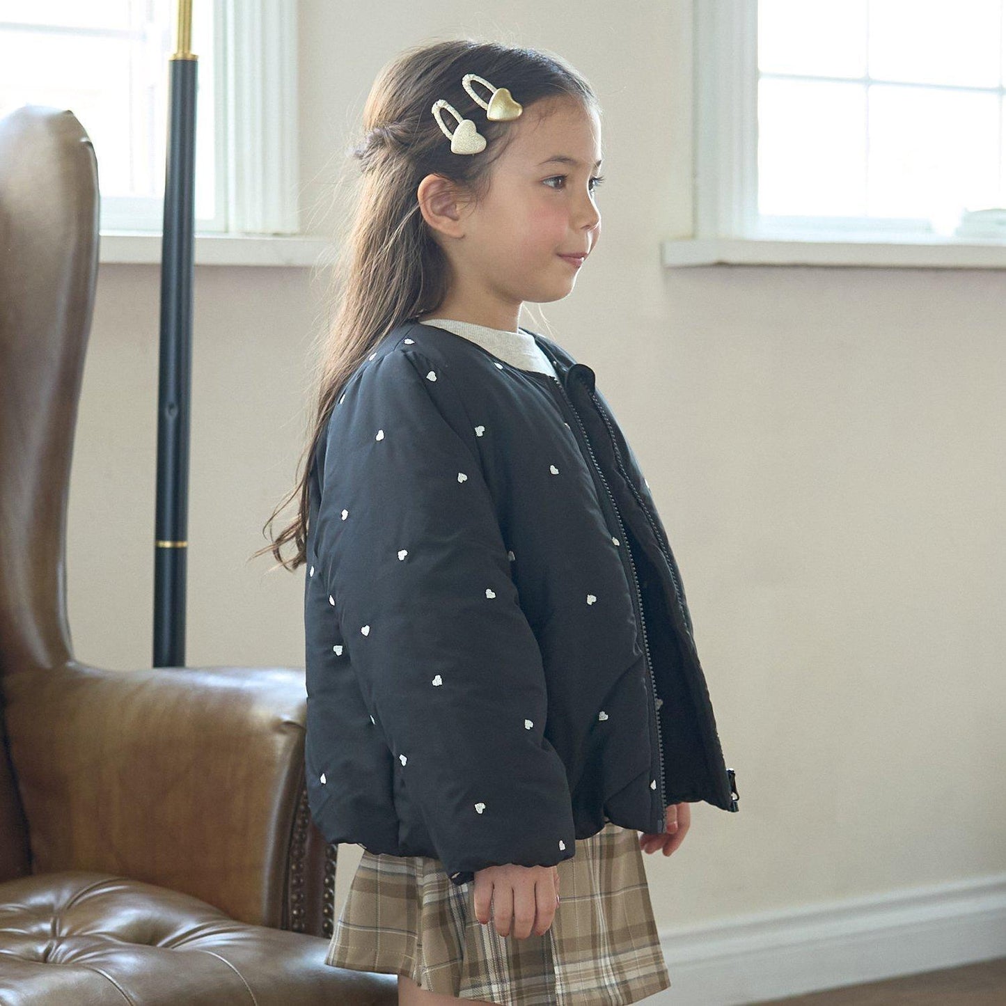 拼色全刺繡無領夾克