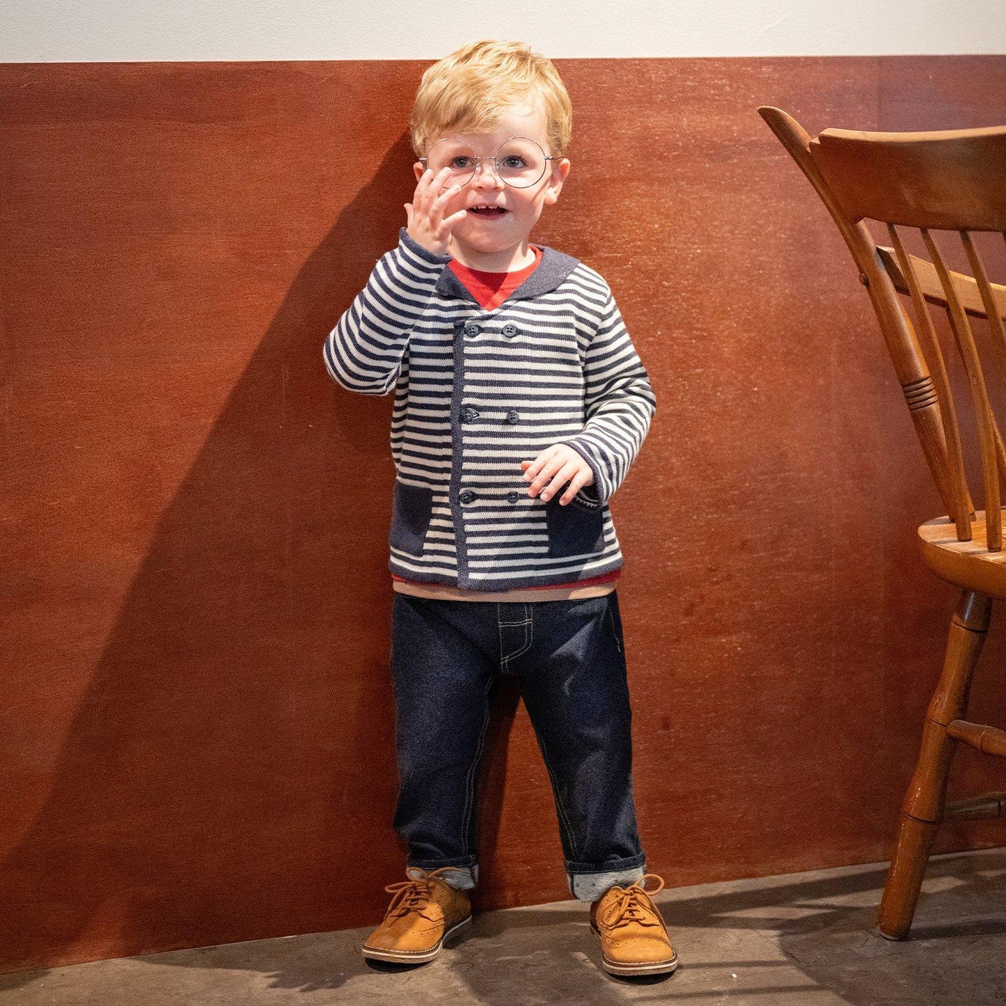 水手領針織開衫【日本製造】