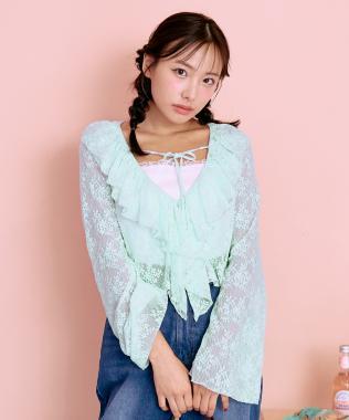 荷葉邊短款開衫吊帶套裝【韓國時尚】