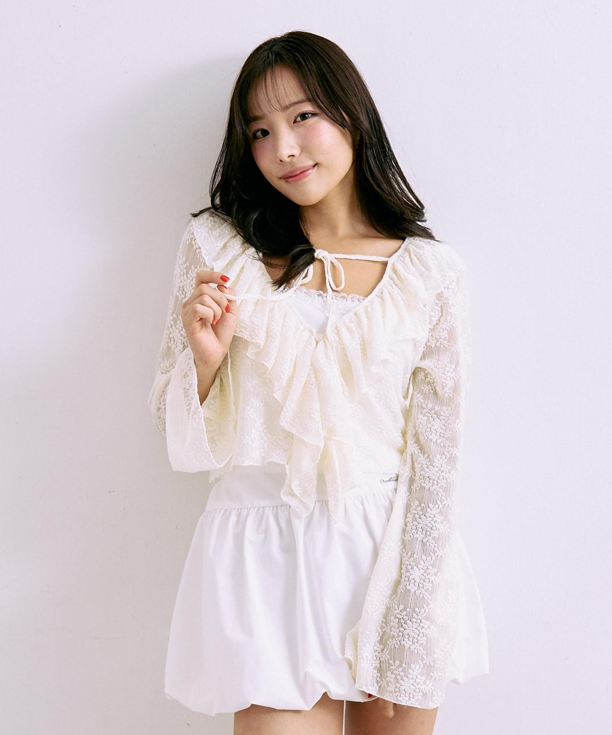 荷葉邊短款開衫吊帶套裝【韓國時尚】