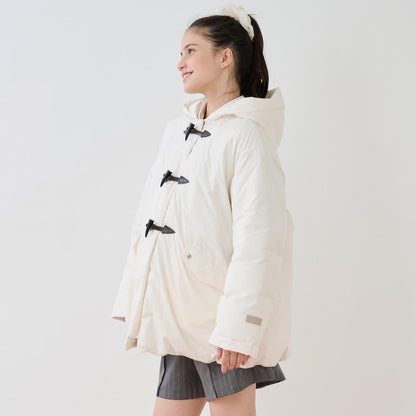 【防潑水】纖維中棉夾層牛角扣大衣