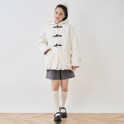 【防潑水】纖維中棉夾層牛角扣大衣
