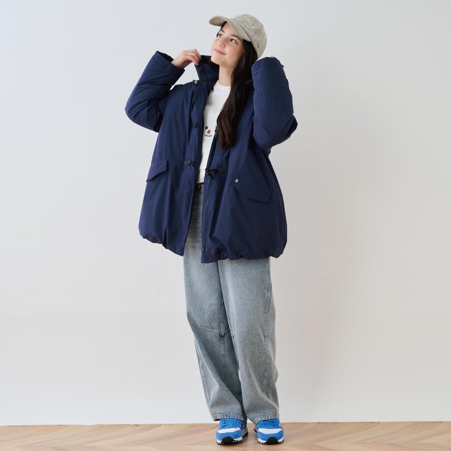 【防潑水】纖維中棉夾層牛角扣大衣