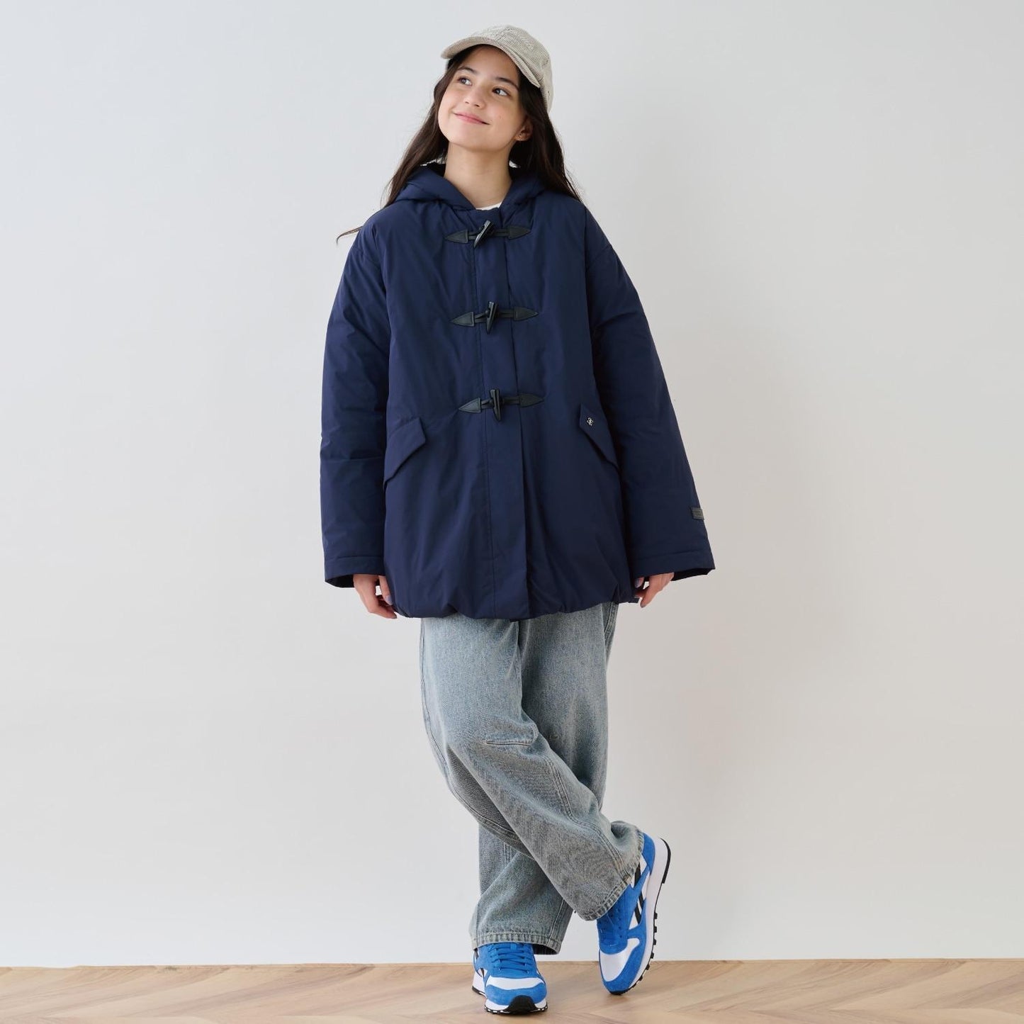 【防潑水】纖維中棉夾層牛角扣大衣