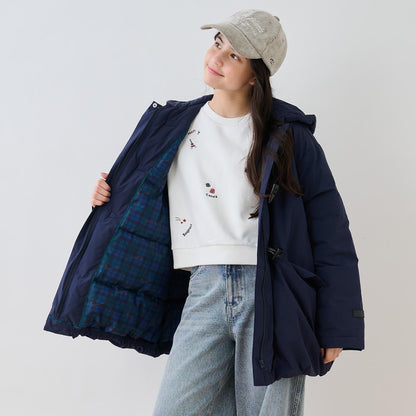 【防潑水】纖維中棉夾層牛角扣大衣