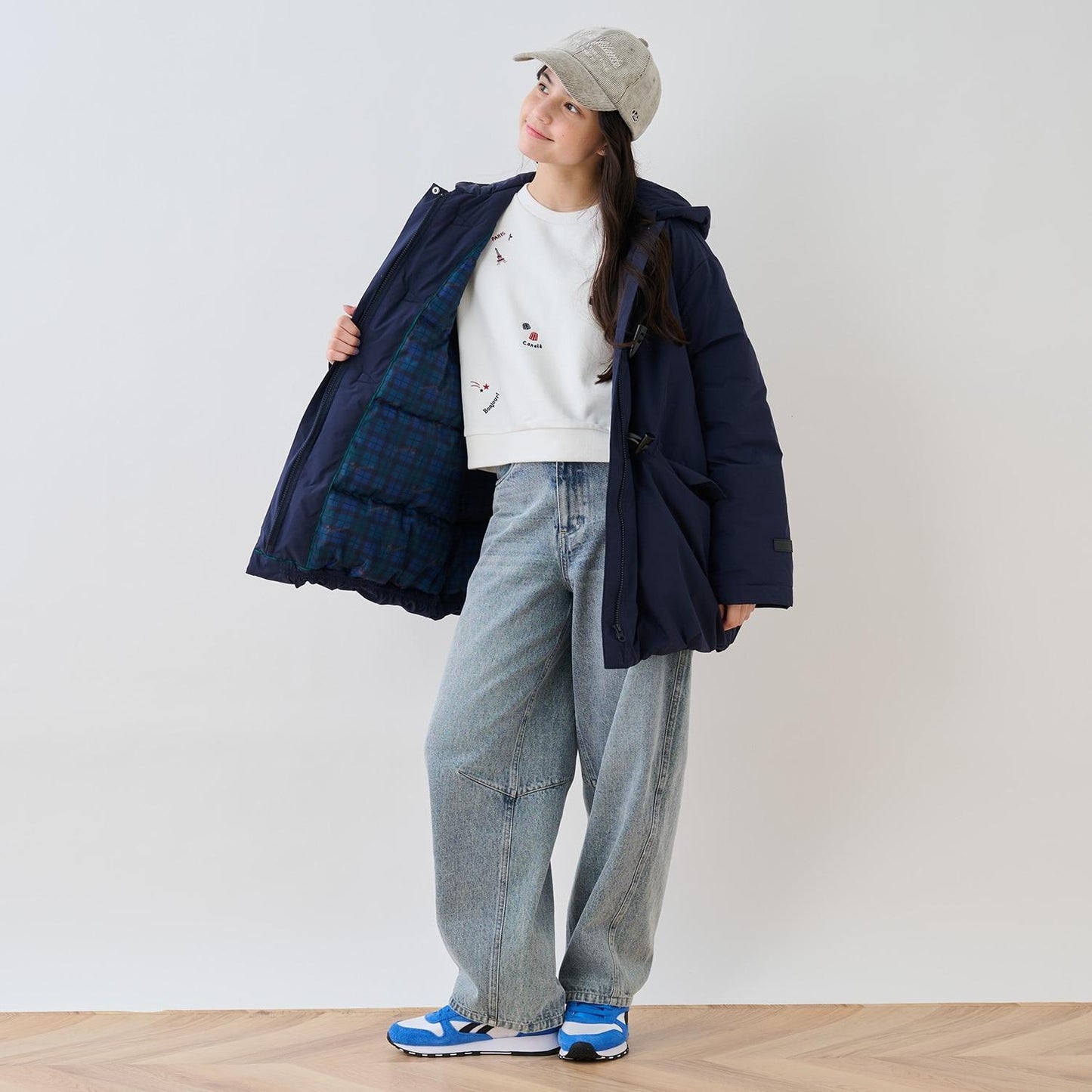 【防潑水】纖維中棉夾層牛角扣大衣