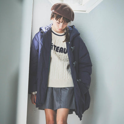 【防潑水】纖維中棉夾層牛角扣大衣