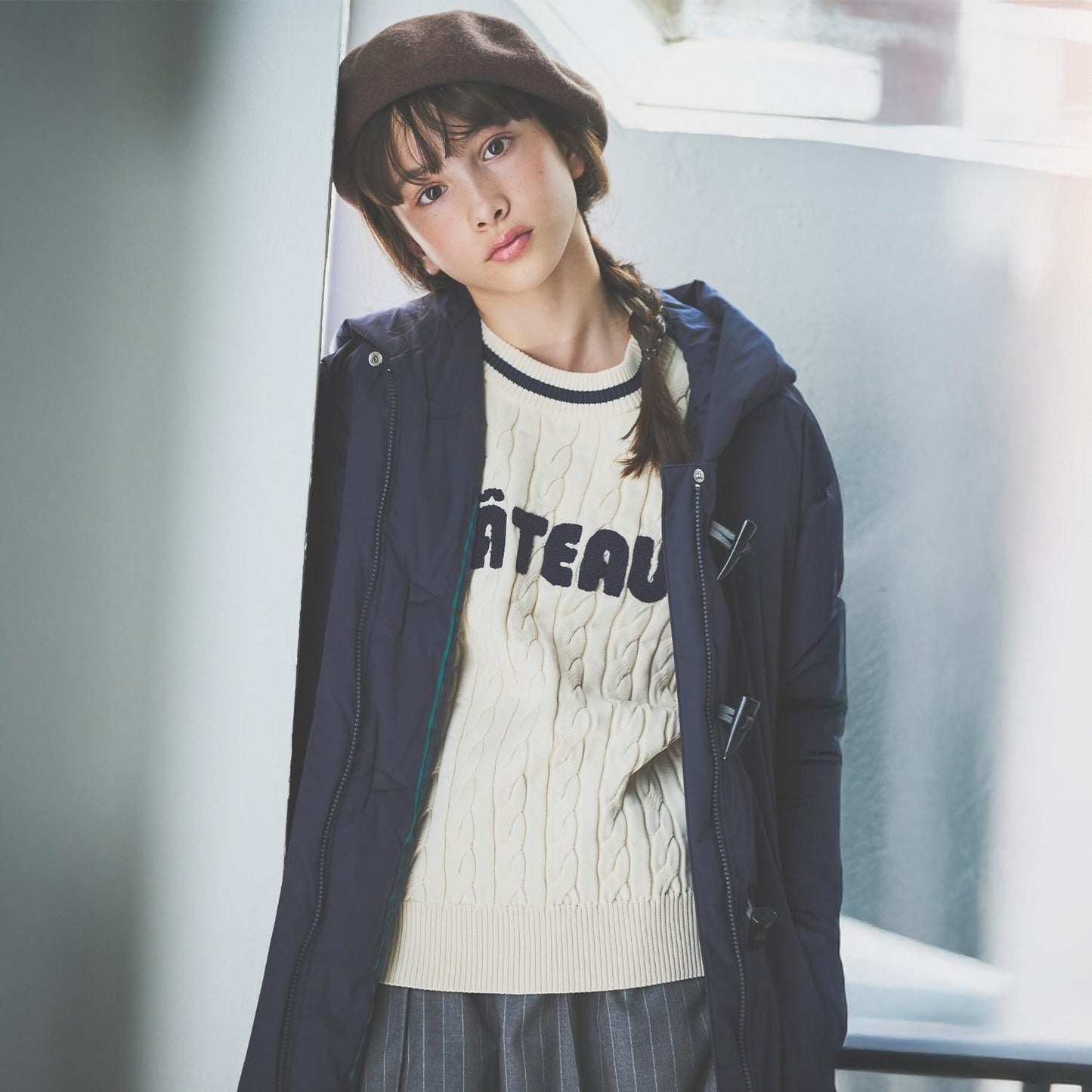 【防潑水】纖維中棉夾層牛角扣大衣