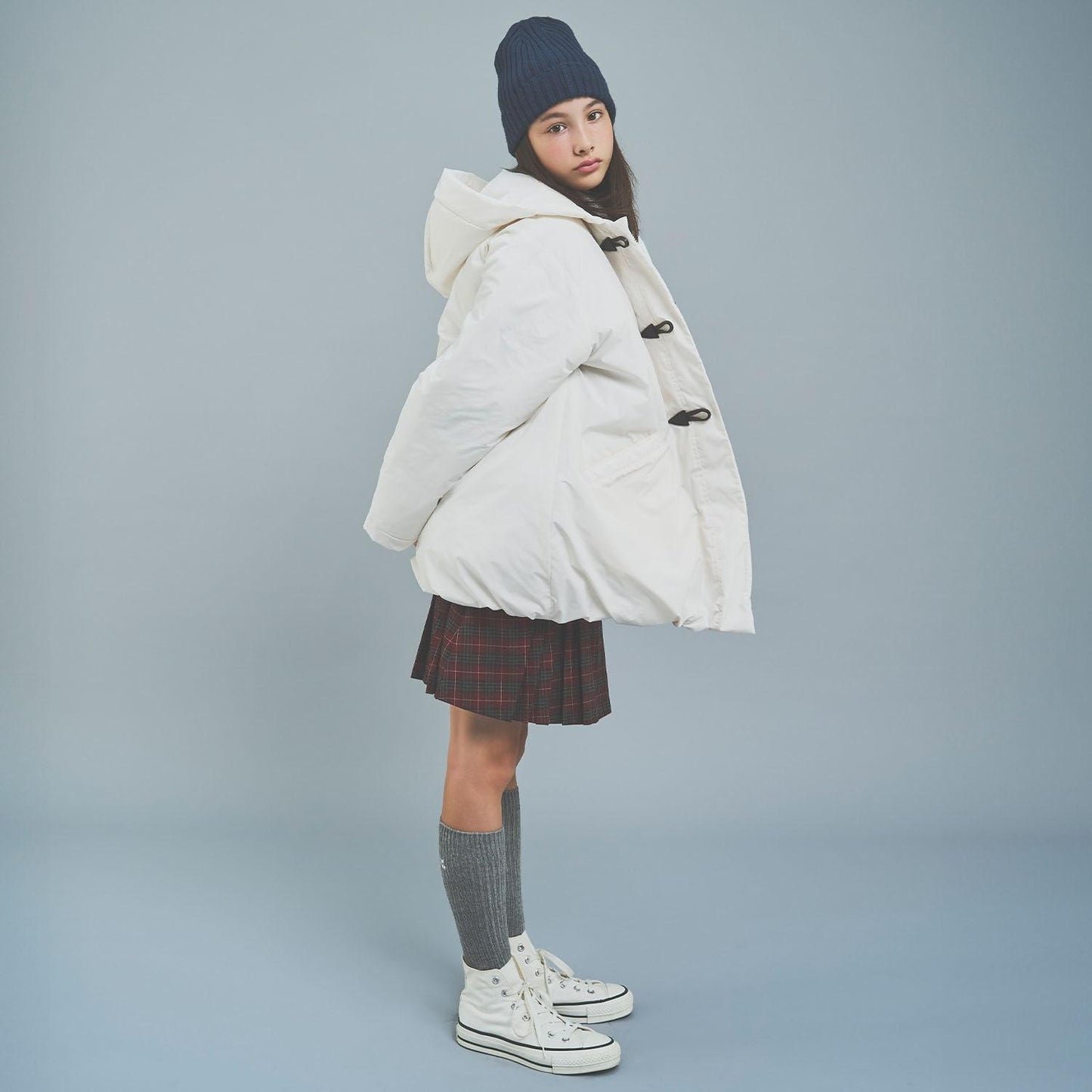 【防潑水】纖維中棉夾層牛角扣大衣