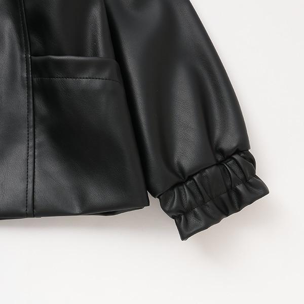 【柔軟人造皮革】無領夾克