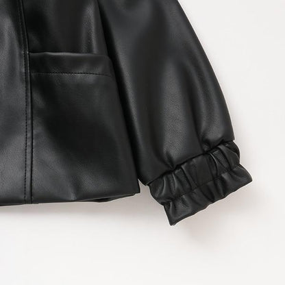 【柔軟人造皮革】無領夾克