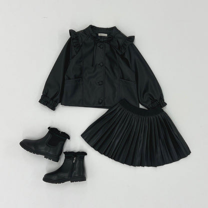 【柔軟人造皮革】無領夾克