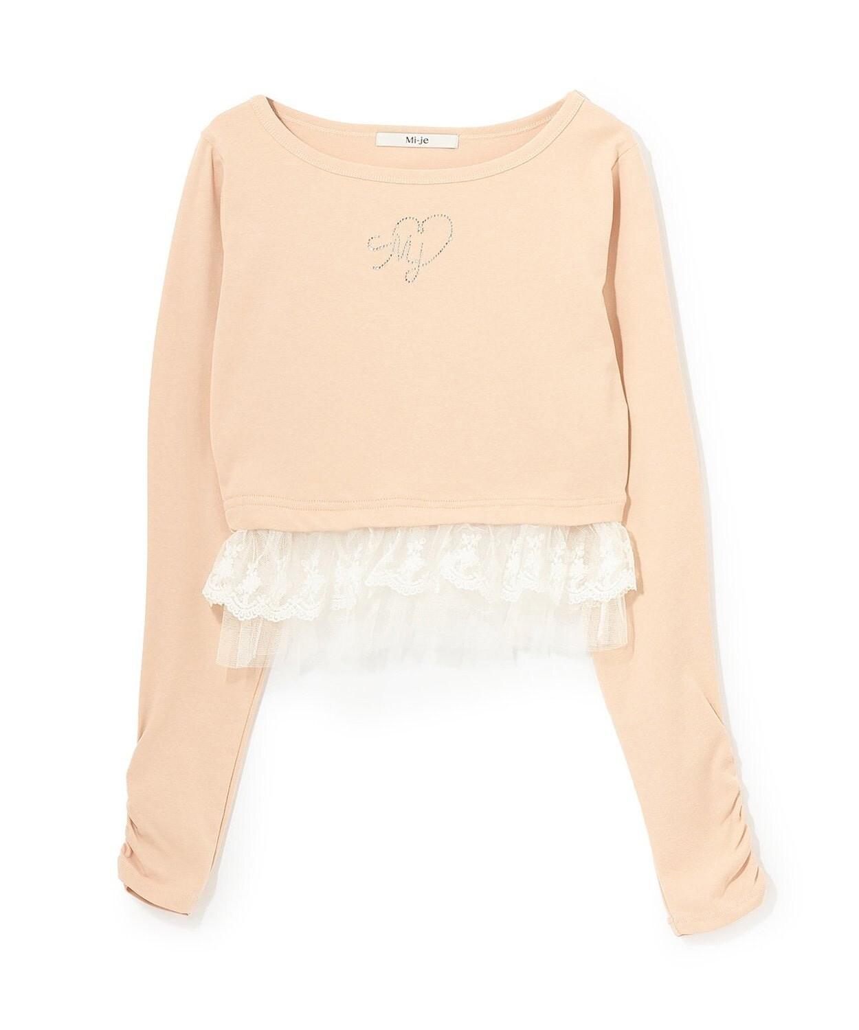 下襬荷葉邊鑲鑽T恤【韓國時尚】