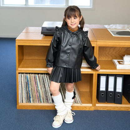 【柔軟人造皮革】無領夾克