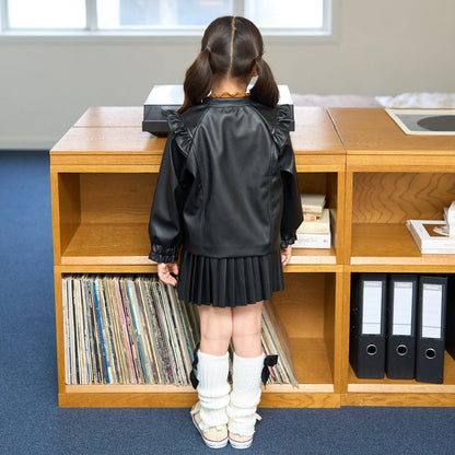 【柔軟人造皮革】無領夾克