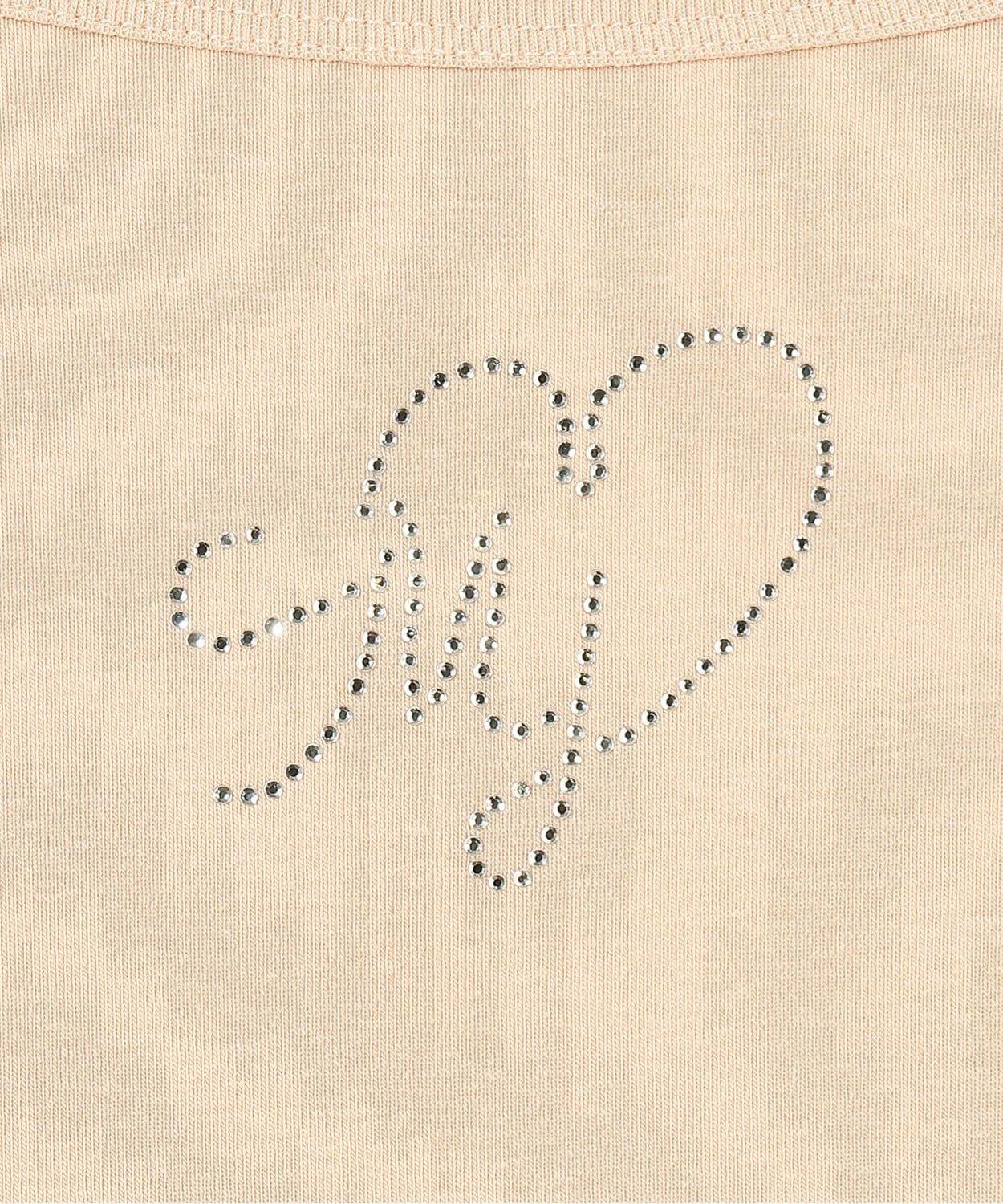 下襬荷葉邊鑲鑽T恤【韓國時尚】