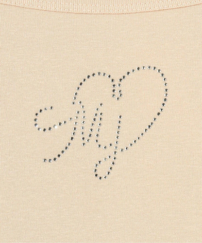 下襬荷葉邊鑲鑽T恤【韓國時尚】