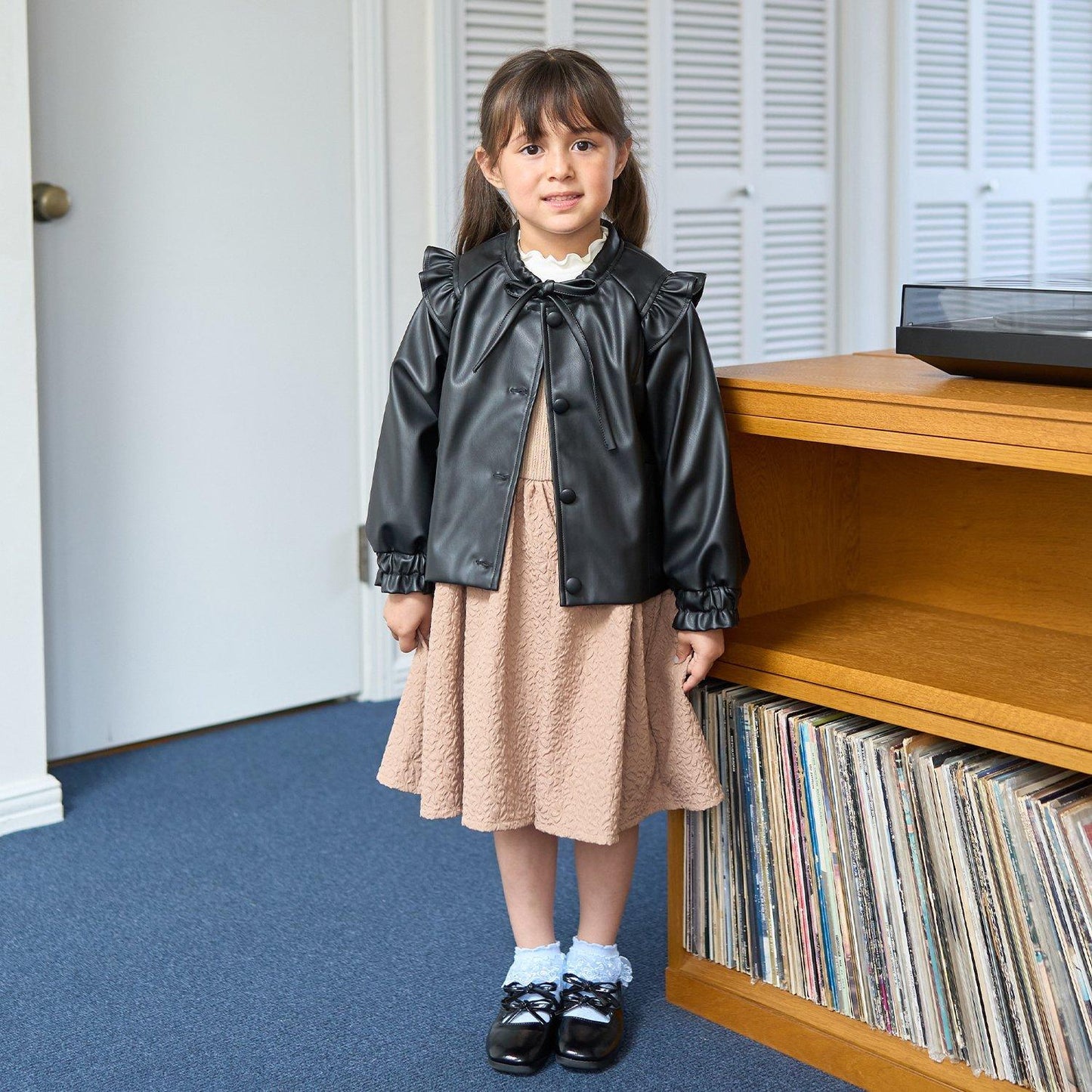 【柔軟人造皮革】無領夾克