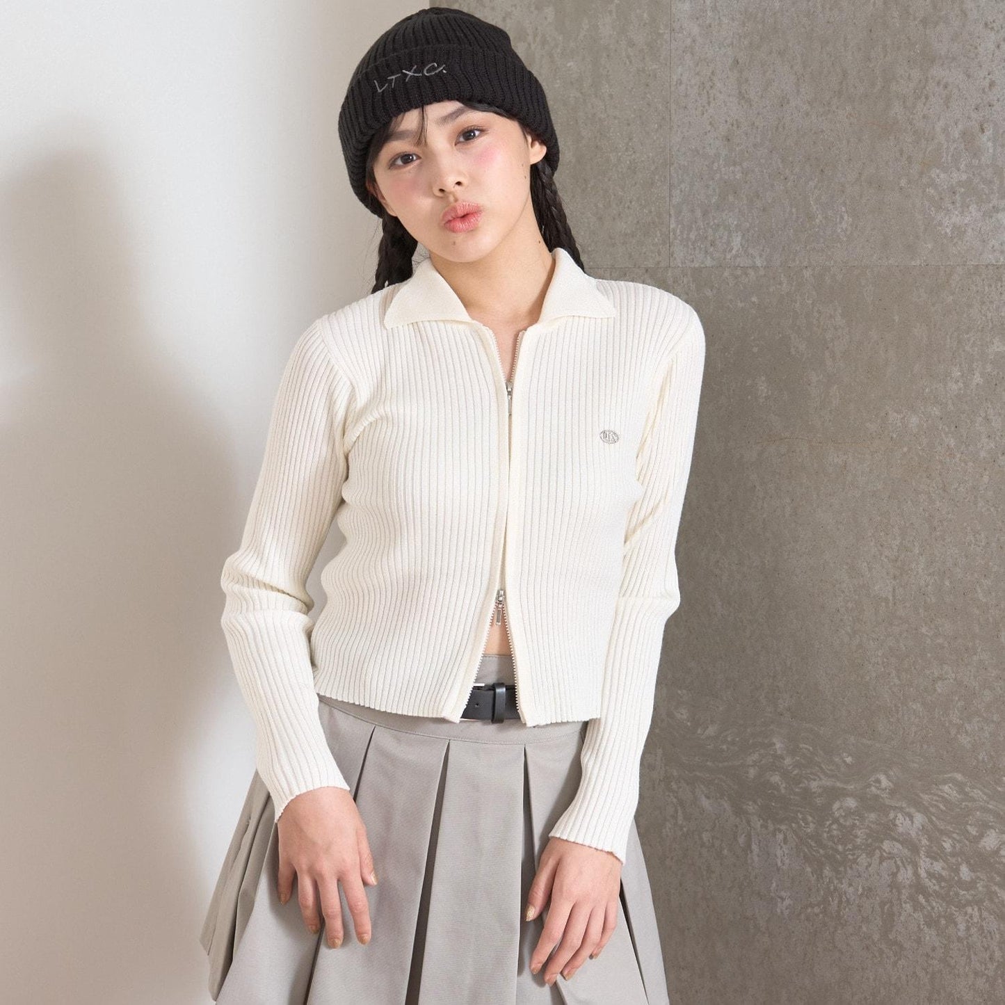 【LTXC】羅紋雙拉鍊開衫