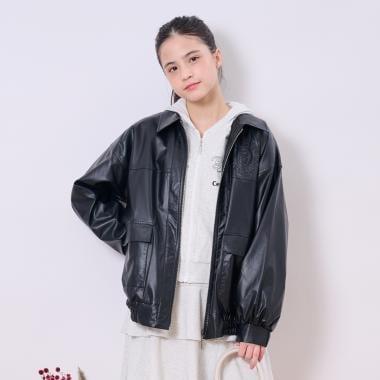 【可家庭水洗】合成皮夾克