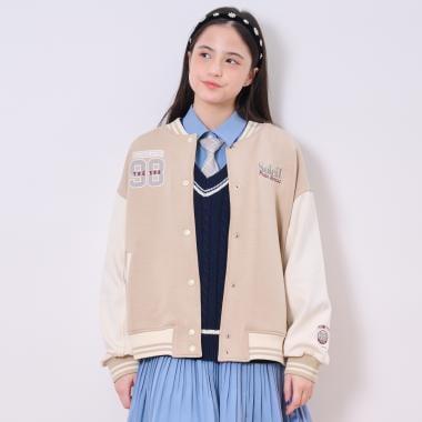 【加絨】雙面布拼接棒球夾克