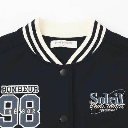 【加絨】雙面布拼接棒球夾克