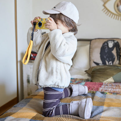 【防潑水加工】圖案×仿羊羔絨短夾克