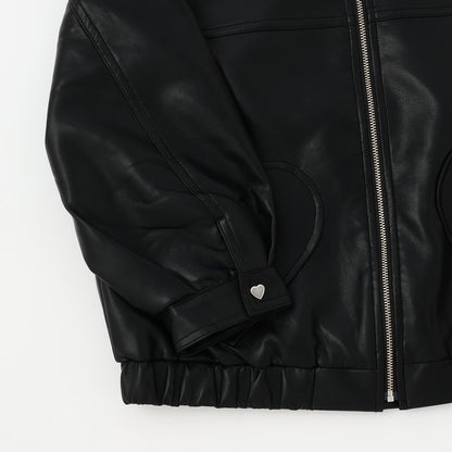 寬鬆版型仿皮夾克