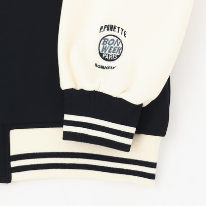 【加絨】雙面布拼接棒球夾克