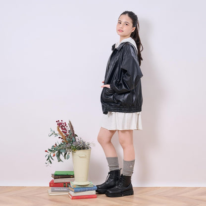 【可家庭水洗】合成皮夾克