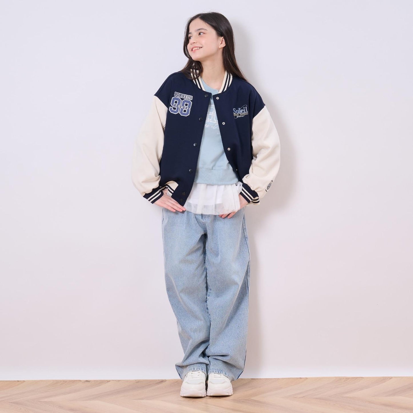 【加絨】雙面布拼接棒球夾克