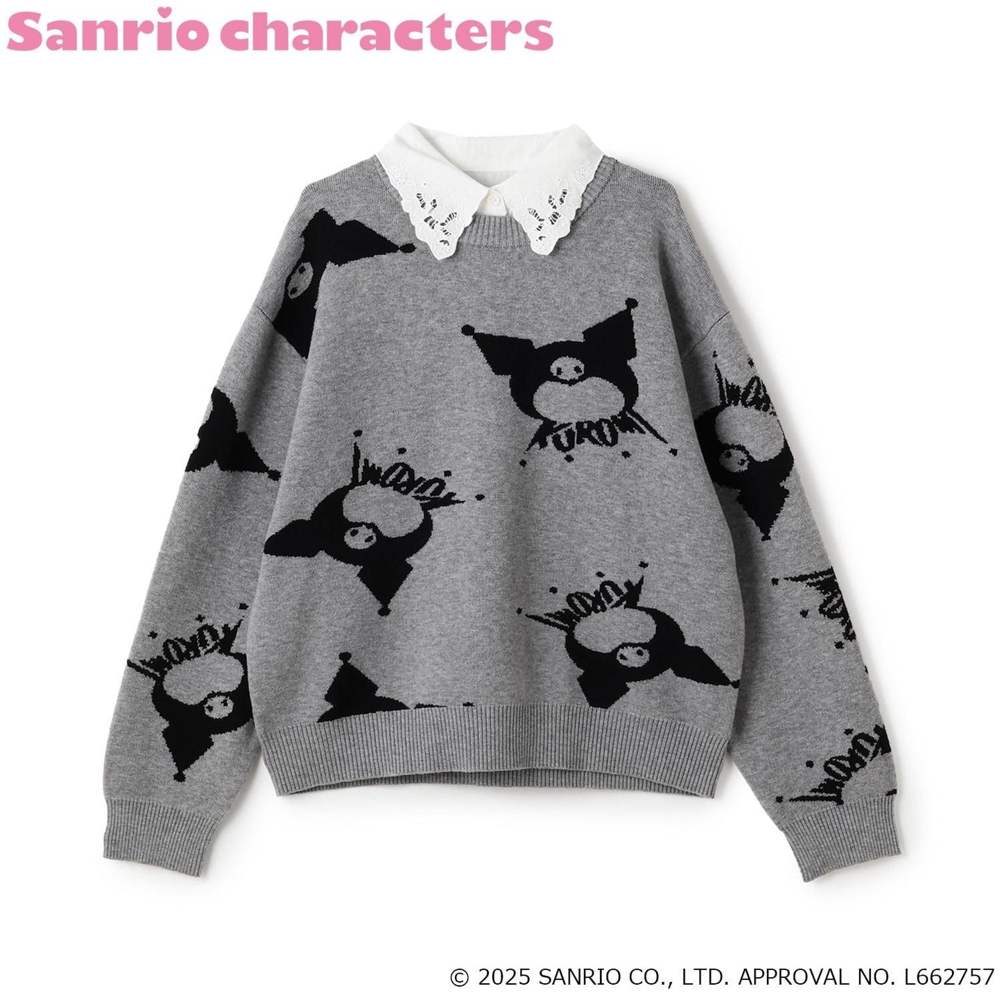 【130cm現貨】【美樂蒂/《庫洛米》】全印花提花套頭衫&蕾絲領套裝