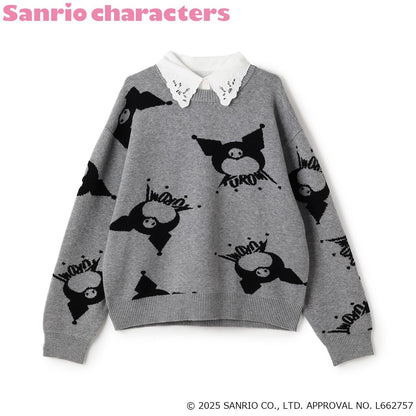 【130cm現貨】【美樂蒂/《庫洛米》】全印花提花套頭衫&蕾絲領套裝