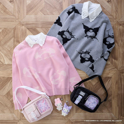 【130cm現貨】【美樂蒂/《庫洛米》】全印花提花套頭衫&蕾絲領套裝