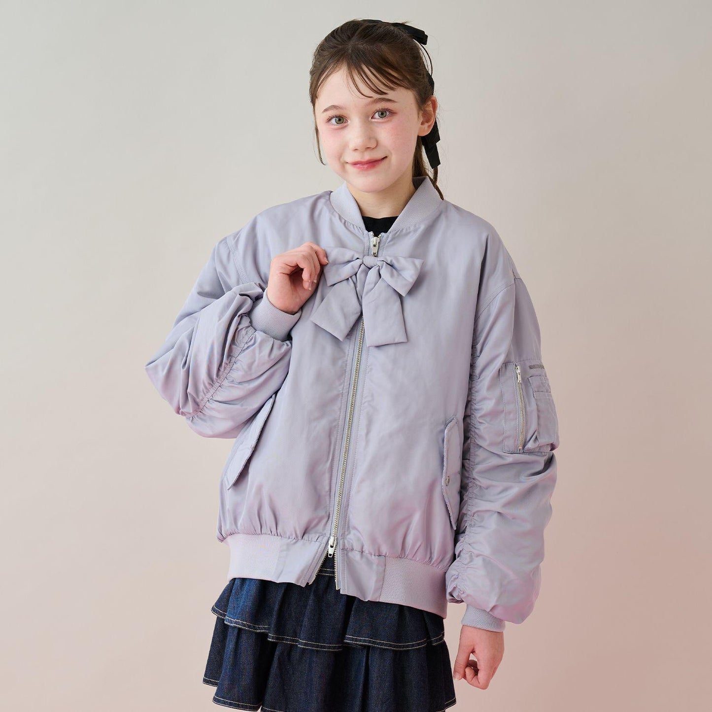 帶蝴蝶結掛飾MA-1夾克