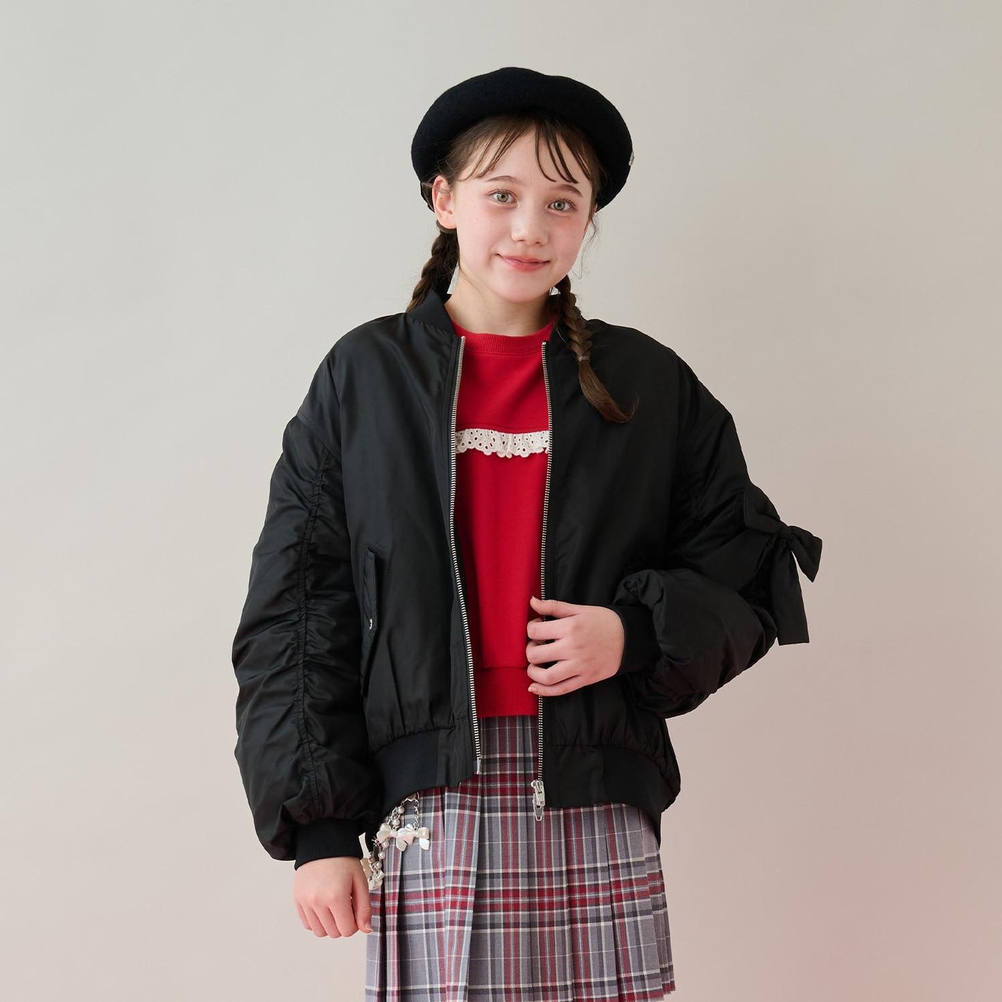 帶蝴蝶結掛飾MA-1夾克