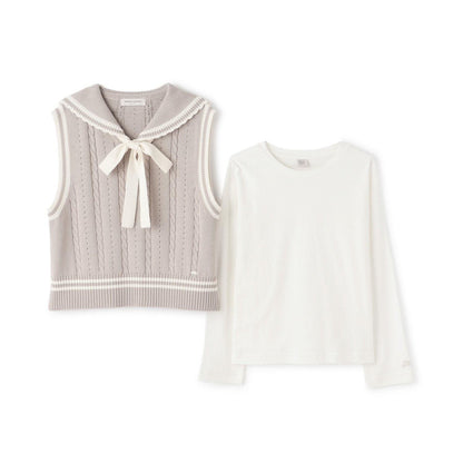 水手領背心&T恤套裝