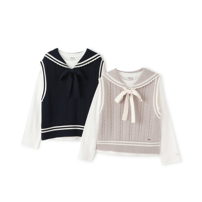 水手領背心&T恤套裝